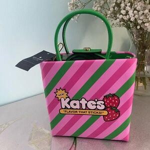 Pink and Green Striped Women's Bag
